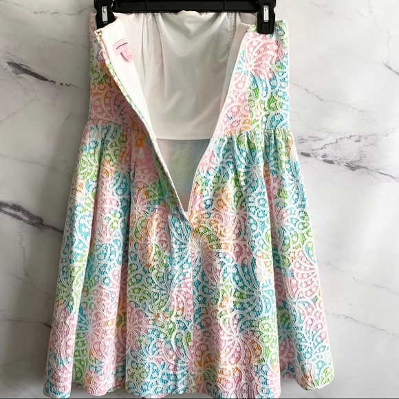 Lilly Pulitzer Lottie Strapless Dress Resort White Salisbury Lace 68579 - Picture 7 of 8